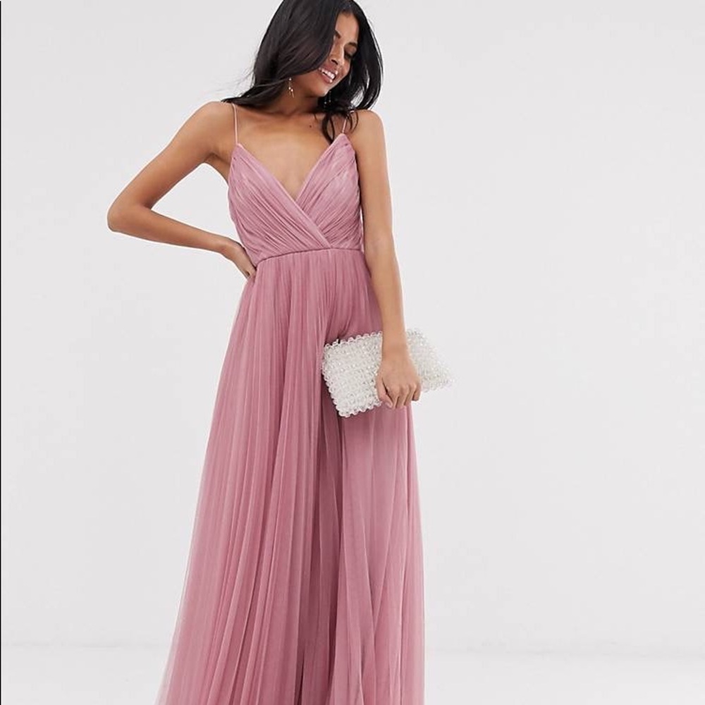 Rose pink ASOS pleated maxi dress